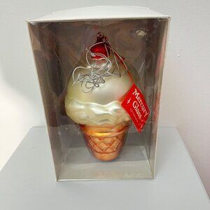 Dept 56‎ Mercury Glass Hand Painted Large Ice Cream Cone Ornament in Box